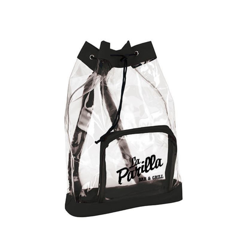 Clear Plastic Drawstring Backpack , Printed Drawstring Bags For Promotional Gifts
