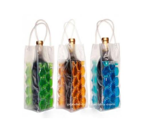 Reusable 750ML PVC Wine Chiller Bag With FDA Grade Chilling Gel And Tube Handles