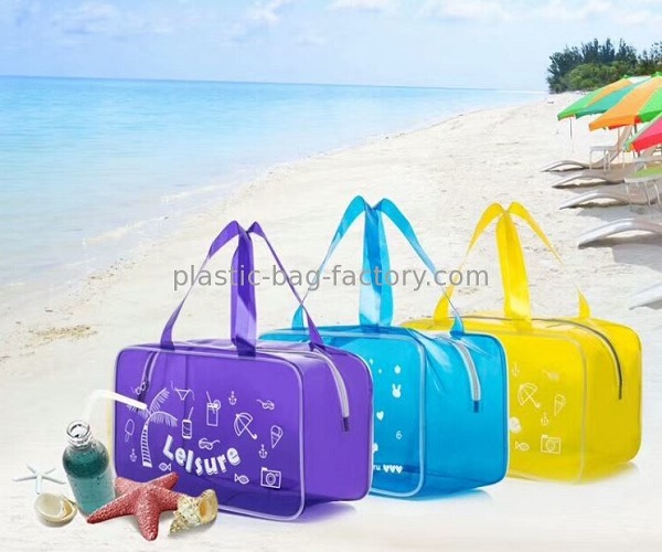 Translucent PVC Tote Beach Bag Semitransparent Vinyl Toiletry Pouch Swim Beach Bag Travel Organizer Pouch Ideal for Beach